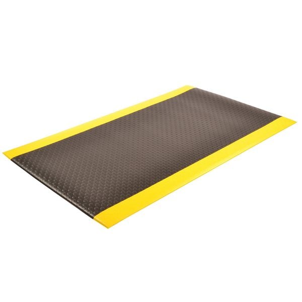 Notrax Antifatigue Mat, 4 ft. L x 3 ft. W, 1/2" Thickness, Closed Cell PVC Foam, Bubble, Black/Yellow - 417S0034BY