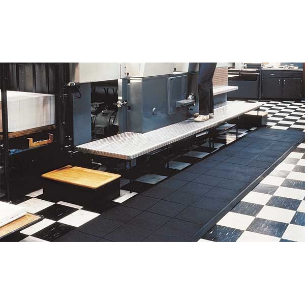 Notrax Interlocking Antifatigue Mat Tile, Rubber, 3 ft W x 3 ft L, 3/4 in Thick - 556S0033BL