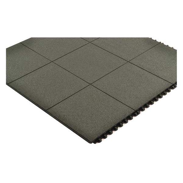 Notrax Interlocking Antifatigue Mat Tile, Rubber, 3 ft W x 3 ft L, 3/4 in Thick - 556S0033BL