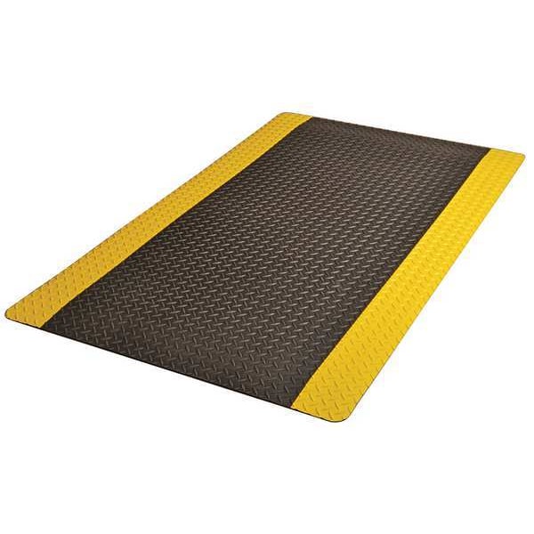 Notrax Antifatigue Mat, 5 ft. L x 3 ft. W, 9/16" Thickness, Nitrile Rubber, Diamond Plate, Black/Yellow - 490S0035YB