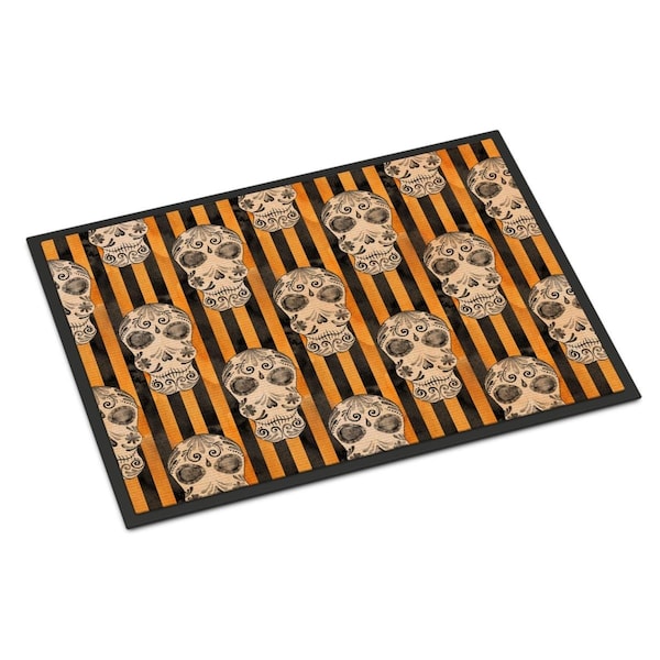 Micasa Watecolor Halloween Day of the Dead Head Indoor or Outdoor Mat24 x 36 in. - MI228482