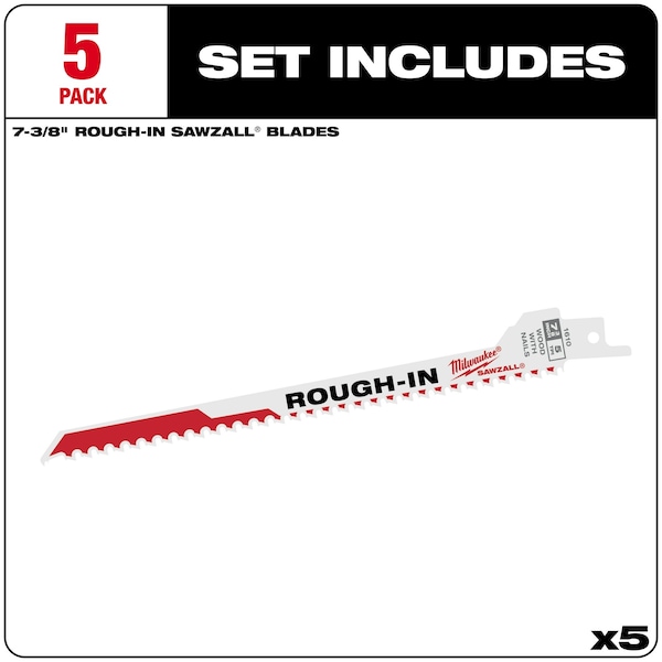 Milwaukee Tool SAWZALL Rough-In Blade - 5 PK - 48-00-1610
