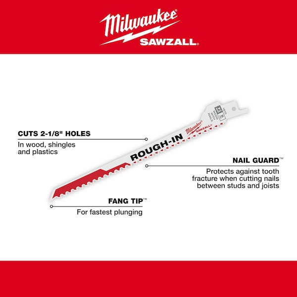 Milwaukee Tool SAWZALL Rough-In Blade - 5 PK - 48-00-1610