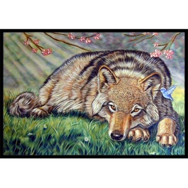 Carolines Treasures Carolines Treasures 7356JMAT Wolf And Hummingbird Indoor & Outdoor Mat; 24 x 36 in. - 7356JMAT