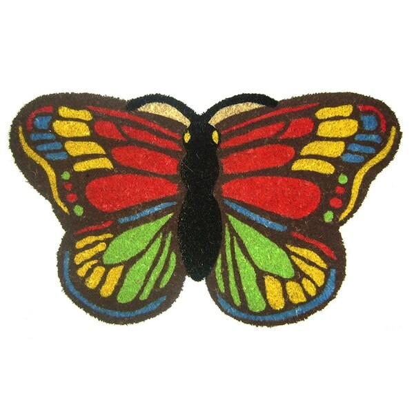 Dare2Decor Vinyl Back Colorful Butterfly Shaped Doormat - DA2129150