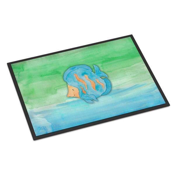 Carolines Treasures 24 x 36 in. Blue Fish Watercolor Indoor or Outdoor Mat - BB7419JMAT