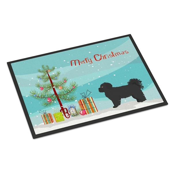 Carolines Treasures 18 x 27 in. Black Pekeapoo Christmas Tree Indoor or Outdoor Mat - CK3858MAT