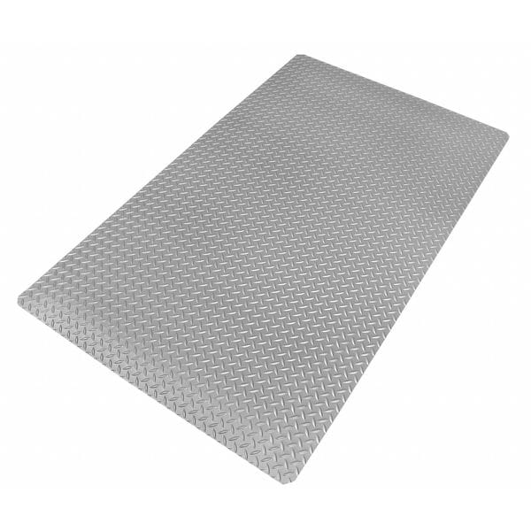 Notrax Antifatigue Mat, 5 ft. L x 3 ft. W, 1" Thickness, Vinyl, Diamond Plate, Gray - 979S0035GY