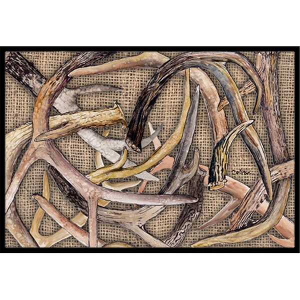 Micasa 18 x 27 in. Burlap Deer Horns Indoor Or Outdoor Mat - MI54966