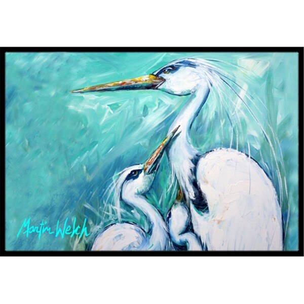 Carolines Treasures Mothers Love White Crane Indoor or Outdoor Mat - MW1159MAT
