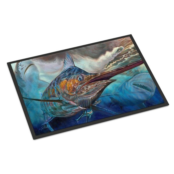 Carolines Treasures 24 x 36 in. Running The Guantlet Blue Marlin Indoor or Outdoor Mat - JMA2000JMAT