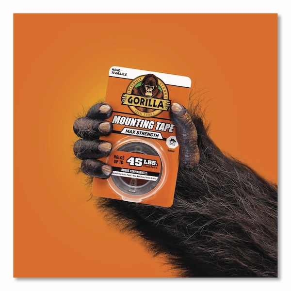 Gorilla Glue Max Strength Mounting Tape, Permanent, Holds Up to 45 lb 3 lbs per 4 in, 1 x 60, Black - 112962