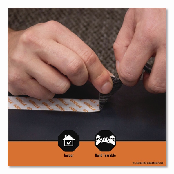 Gorilla Glue Max Strength Mounting Tape, Permanent, Holds Up to 45 lb 3 lbs per 4 in, 1 x 60, Black - 112962