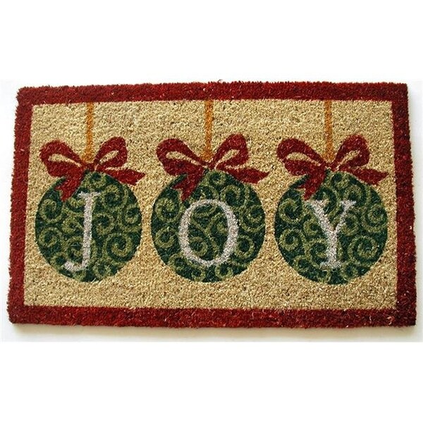 Geo Crafts Geo Crafts G617 JOY ORNAMENTS 18 x 30 in. PVC Backed Printed Coco Doormat - G617 JOY ORNAMENTS