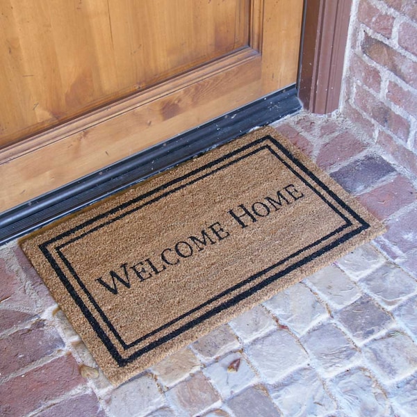 Rubber-Cal "Contemporary Welcome Home Mats" Natural Coir Matting, 18 x 30-Inch - 10-106-019P