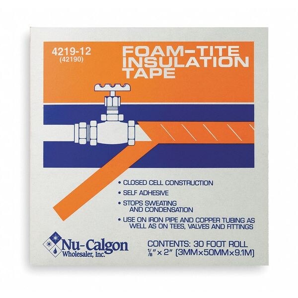 Nu-Calgon Foam Insulation Tape, 30 Ft x 2 In, Black - 4219-12