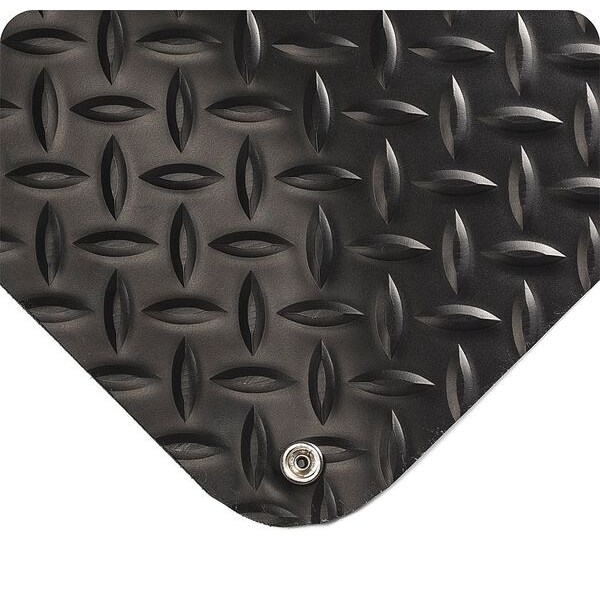 Wearwell Antifatigue Mat, 5 ft. L x 3 ft. W, 9/16" Thickness, Diamond Plate, Black - 786.916X3X5DPBK