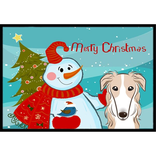 Carolines Treasures Snowman With Borzoi Indoor and Outdoor Mat- 18 x 27 in. - BB1848MAT