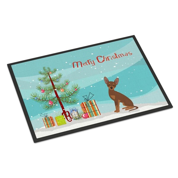 Carolines Treasures 18 x 27 in. Brown Prague Ratter Christmas Tree Indoor or Outdoor Mat - CK3508MAT
