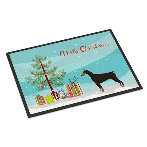 Carolines Treasures 18 x 27 in. Doberman Pinscher Christmas Tree Indoor or Outdoor Mat - CK3535MAT