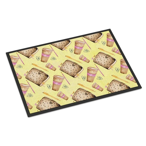 Carolines Treasures Watercolor Coffee and Journal Indoor or Outdoor Mat, 24 x 36 in. - BB7537JMAT