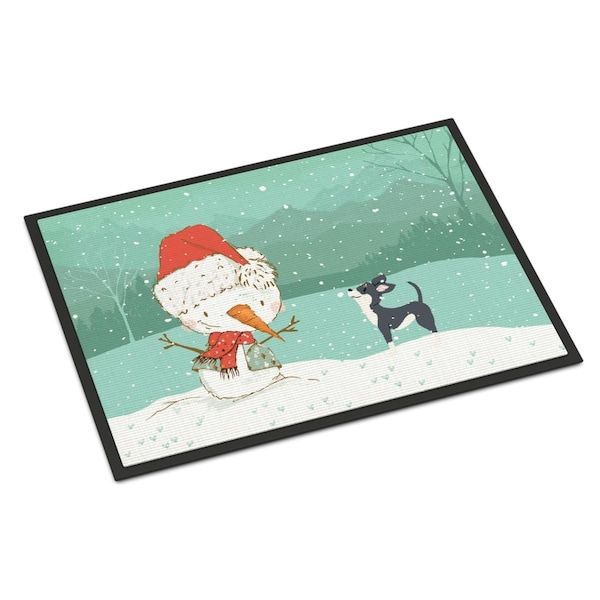 Carolines Treasures 24 x 36 in. Black Chihuahua Snowman Christmas Indoor or Outdoor Mat - CK2080JMAT