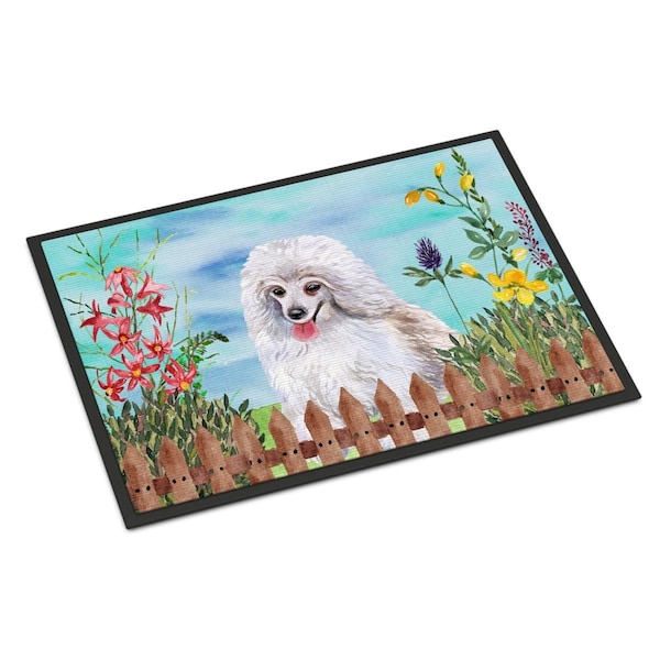 Carolines Treasures Medium White Poodle Spring Indoor or Outdoor Mat - 18 x 27 in. - CK1245MAT