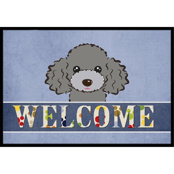 Carolines Treasures Silver Gray Poodle Welcome Indoor and Outdoor Mat- 24 x 36 in. - BB1445JMAT