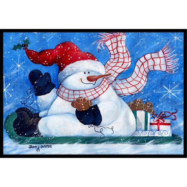 Carolines Treasures Come Ride With Me Snowman Indoor and Outdoor Mat- 24 x 36 in. - PJC1078JMAT
