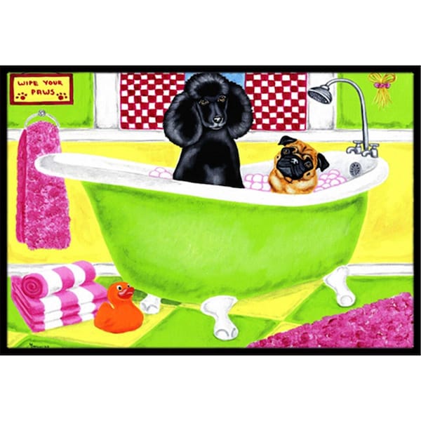 Carolines Treasures Tub for Two with Poodle and Pug Indoor or Outdoor Mat- 18 x 27 - AMB1335MAT