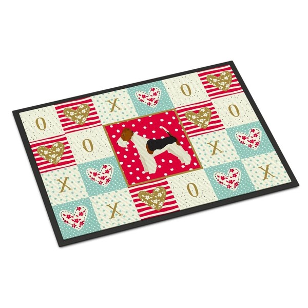 Carolines Treasures 24 x 36 in. Fox Terrier Love Indoor or Outdoor Mat - CK5928JMAT