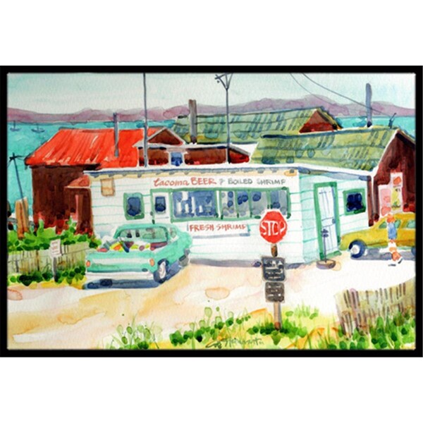 Carolines Treasures Tacoma Beer and Boiled Shrimp Market Indoor or Outdoor Mat- 18 x 27 in. - 6141MAT