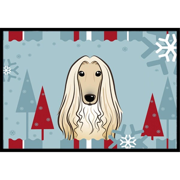 Carolines Treasures Winter Holiday Afghan Hound Indoor and Outdoor Mat- 18 x 27 in. - BB1740MAT