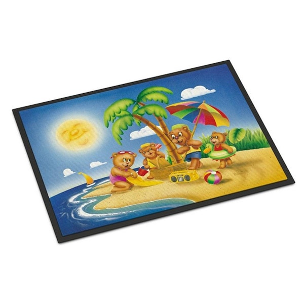 Carolines Treasures Bears Playing at the Beach Indoor or Outdoor Mat, 18 x 27 in. - APH0375MAT