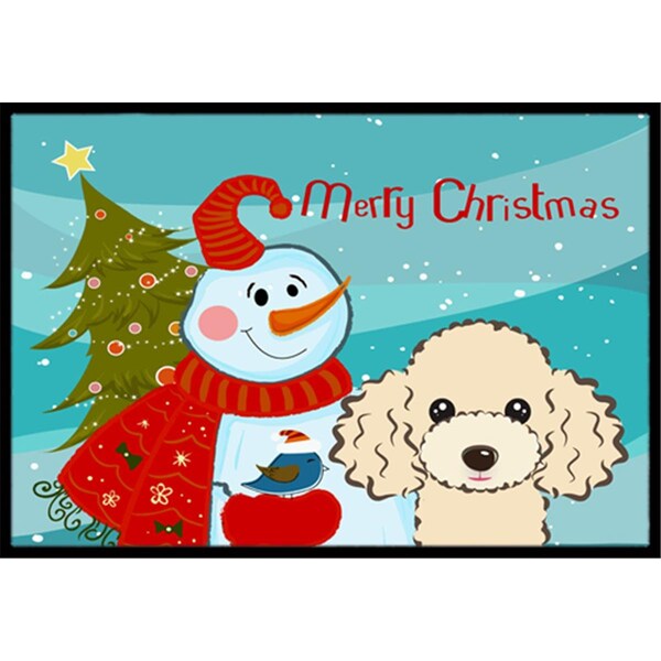 Carolines Treasures Snowman With Buff Poodle Indoor and Outdoor Mat- 18 x 27 in. - BB1878MAT