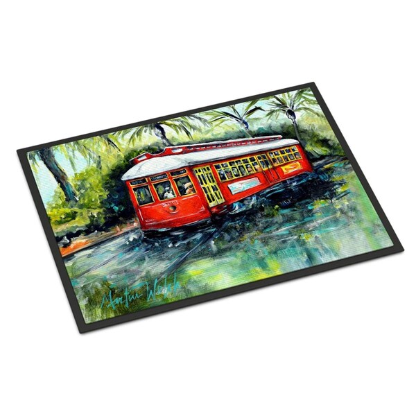 Carolines Treasures 24 x 36 in. Little Red Street Car Indoor or Outdoor Mat - MW1278JMAT