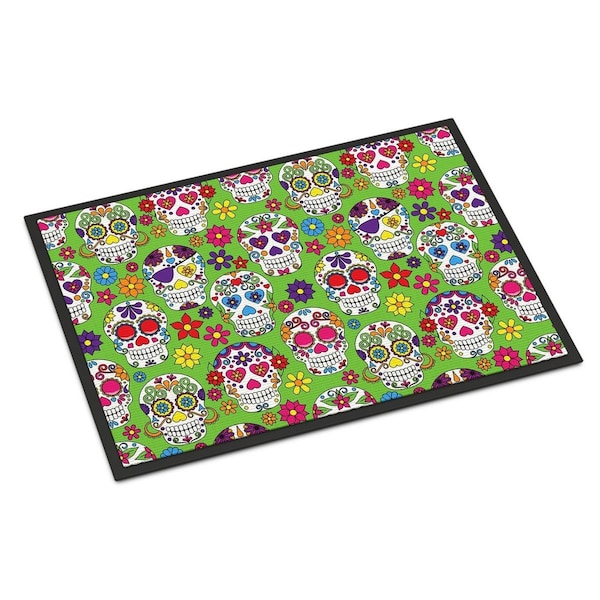 Carolines Treasures Day of the Dead Green Indoor or Outdoor Mat, 24 x 36 in. - BB5117JMAT