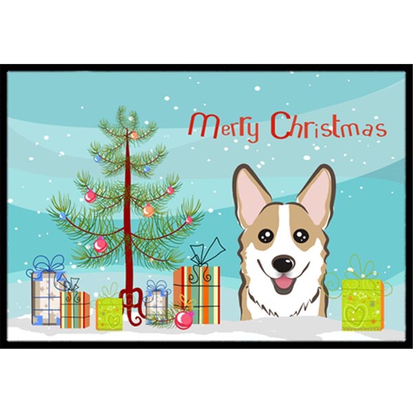 Carolines Treasures Christmas Tree and Sable Corgi Indoor or Outdoor Mat- 18 x 27 - BB1625MAT