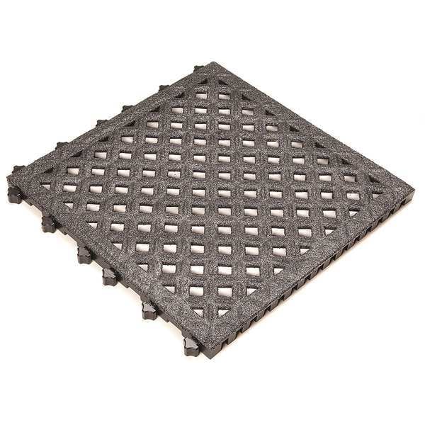 Ergo Advantage Safe-Flex Interlocking Drainage Mat Tile, Vinyl, 18 in W x 18 in L, 1 in Thick, 10 PK - AG2
