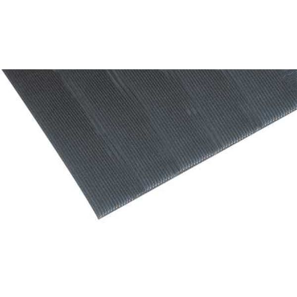 Notrax Antifatigue Mat, 12 ft. L x 3 ft. W, 1/2" Thickness, Closed Cell PVC Foam, Corrugated, Black - 413S0312BL