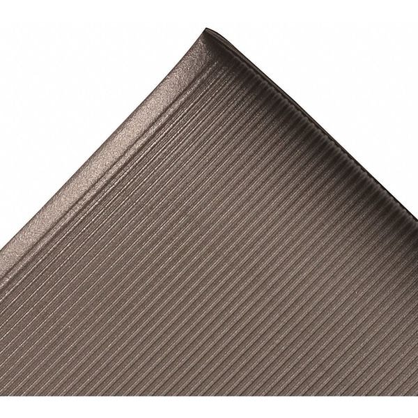 Notrax Antifatigue Mat, 12 ft. L x 3 ft. W, 1/2" Thickness, Closed Cell PVC Foam, Corrugated, Black - 413S0312BL