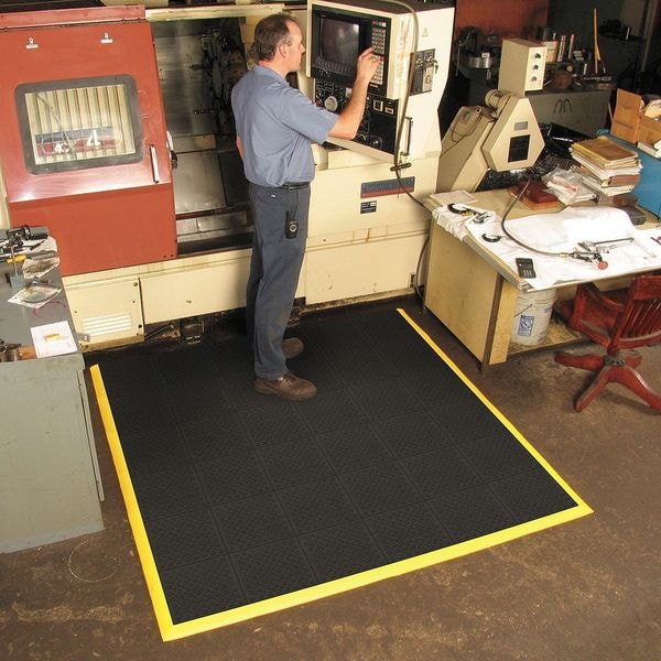 Notrax Antifatigue Mat, 3 ft. L x 3 ft. W, 3/4" Thickness, Rubber, Bubble, Black - 557S0033BL