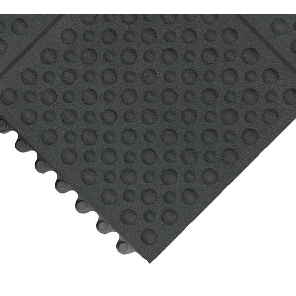 Notrax Antifatigue Mat, 3 ft. L x 3 ft. W, 3/4" Thickness, Rubber, Bubble, Black - 557S0033BL