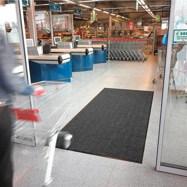 Notrax Entrance Mat, Polypropylene, 3/8 in Thick, Charcoal, 6 ft W x 20 ft L - 118S0620CH
