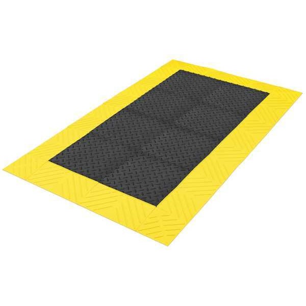Notrax Antifatigue Mat, 72" L x 4 ft. W, 1" Thickness, PVC, Diamond, Black/Yellow - 621S4872BY