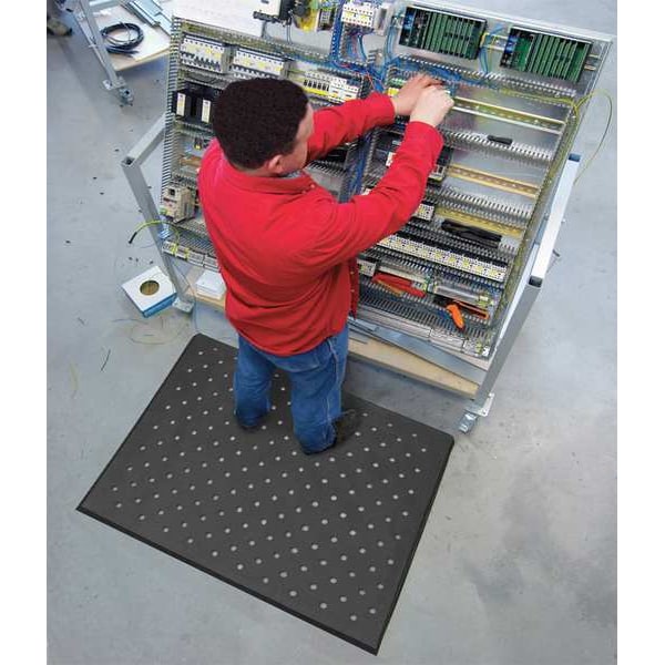 Notrax Antifatigue Mat, Nitrile Rubber Blend Foam, Mini-Diamond Studded Top, 24 in W x 3 ft L, Black - T17P0032BL