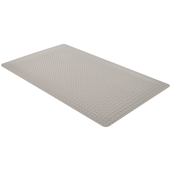 Notrax Antifatigue Mat, 12 ft L x 3 ft W, 9/16 in Thickness, Vinyl, Diamond Plate, Gray - 479S0312GY