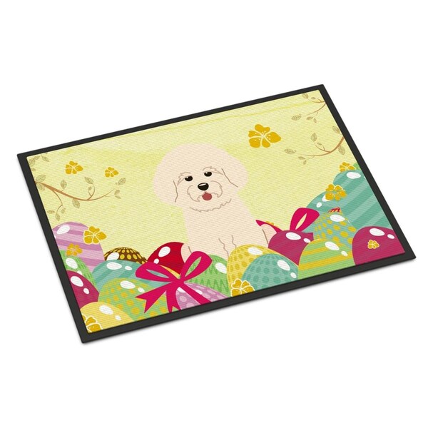 Carolines Treasures 18 x 27 in. Easter Eggs Bichon Frise Indoor or Outdoor Mat - BB6075MAT