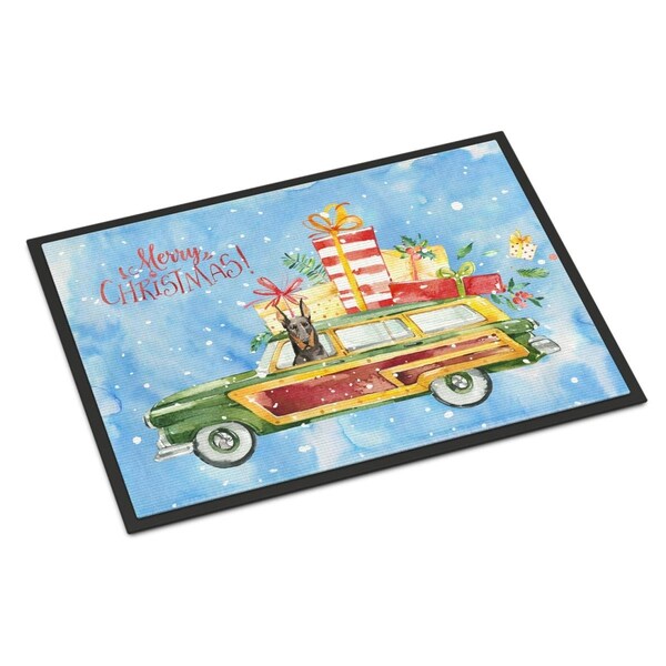 Carolines Treasures 18 x 27 in. Merry Christmas Doberman Pinscher Indoor or Outdoor Mat - CK2404MAT