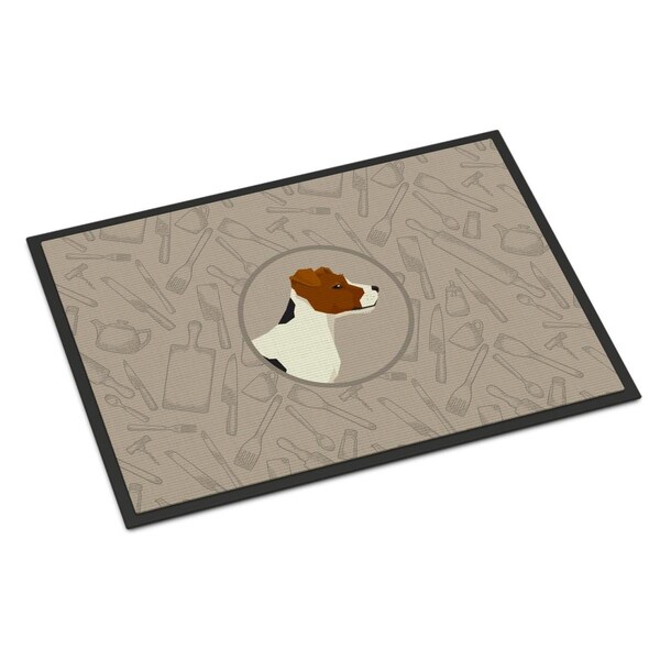 Carolines Treasures 24 x 36 in. Jack Russell Terrier in the Kitchen Indoor or Outdoor Mat - CK2194JMAT